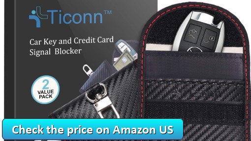 Faraday Bag for Key Fob (2 Pack), TICONN Faraday Cage Protector - Car RFID Signal Blocking, Anti-Theft Pouch, Anti-Hacking Case Blocker (Carbon Fiber Texture) - Check the price on Amazon US